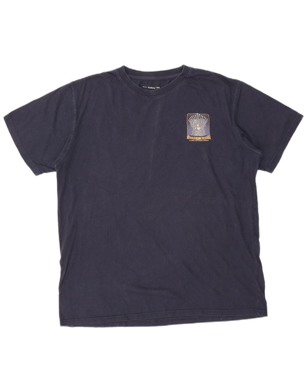 WEIRD FISH Camiseta gráfica para hombre Top 2XL Algodón azul marino