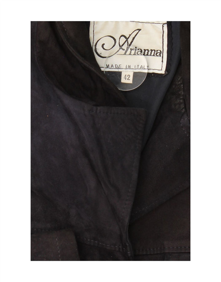 ARIANNA Womens Suede Overcoat IT 42 Medium Navy Blue Vintage Arianna and Second-Hand Arianna from Messina Hembry 