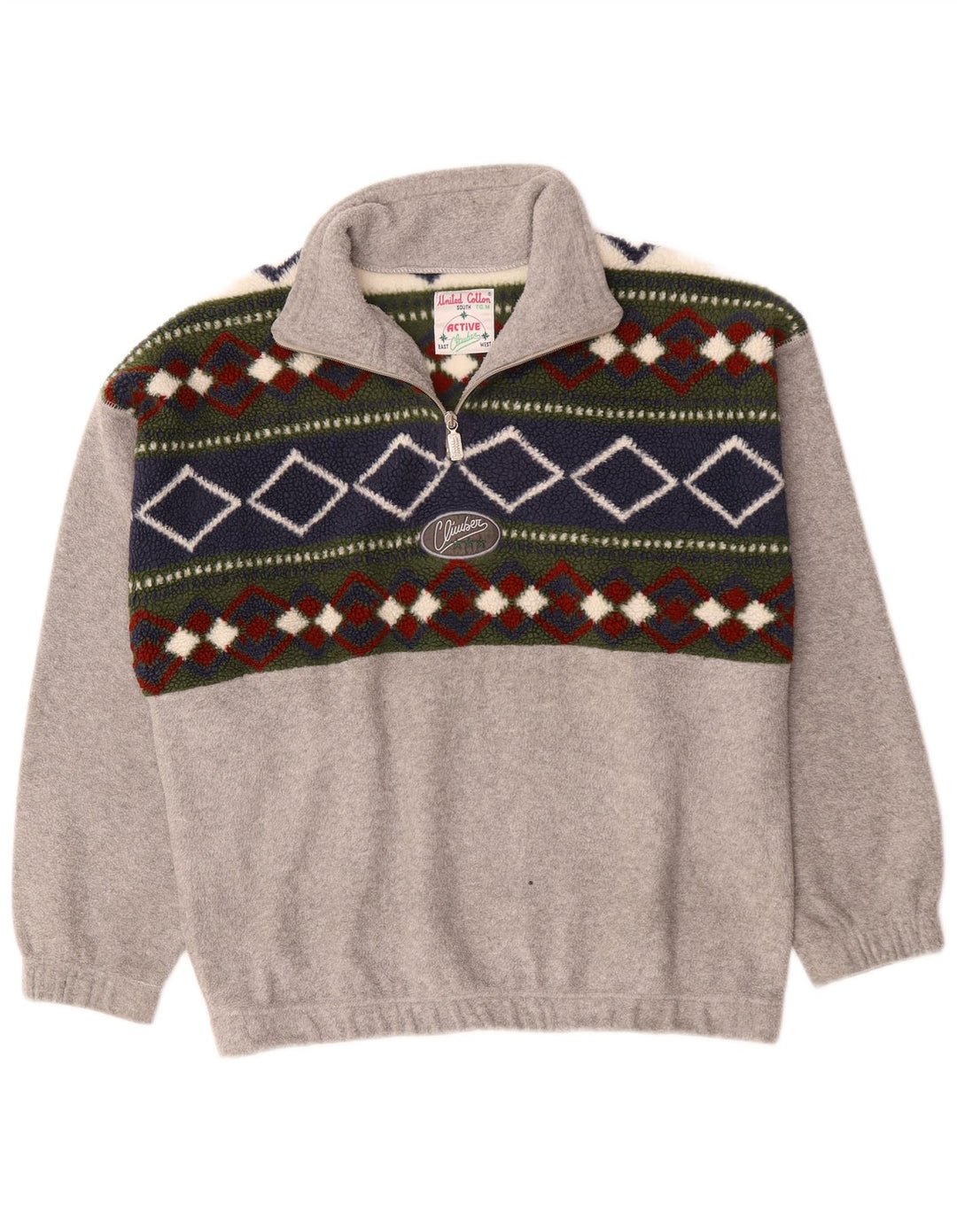 Jersey de forro polar con cuello y cremallera para hombre Active Poliéster color block gris medio