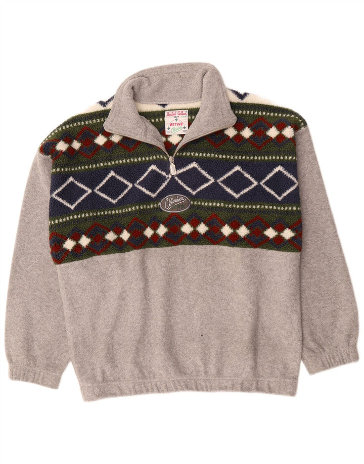 Jersey de forro polar con cuello y cremallera para hombre Active Poliéster color block gris medio