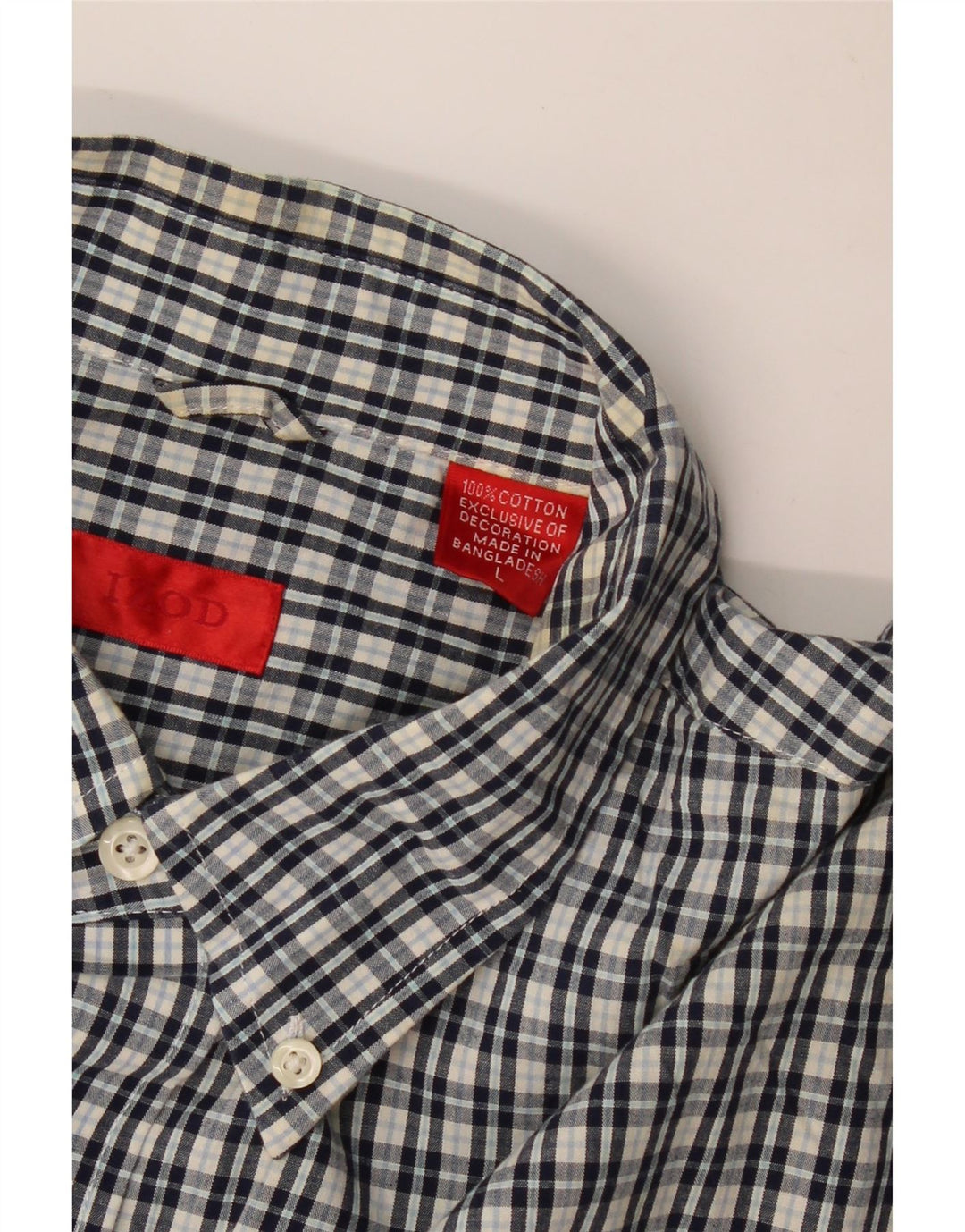 IZOD Camisa de manga corta para hombre de algodón a cuadros azul marino grande