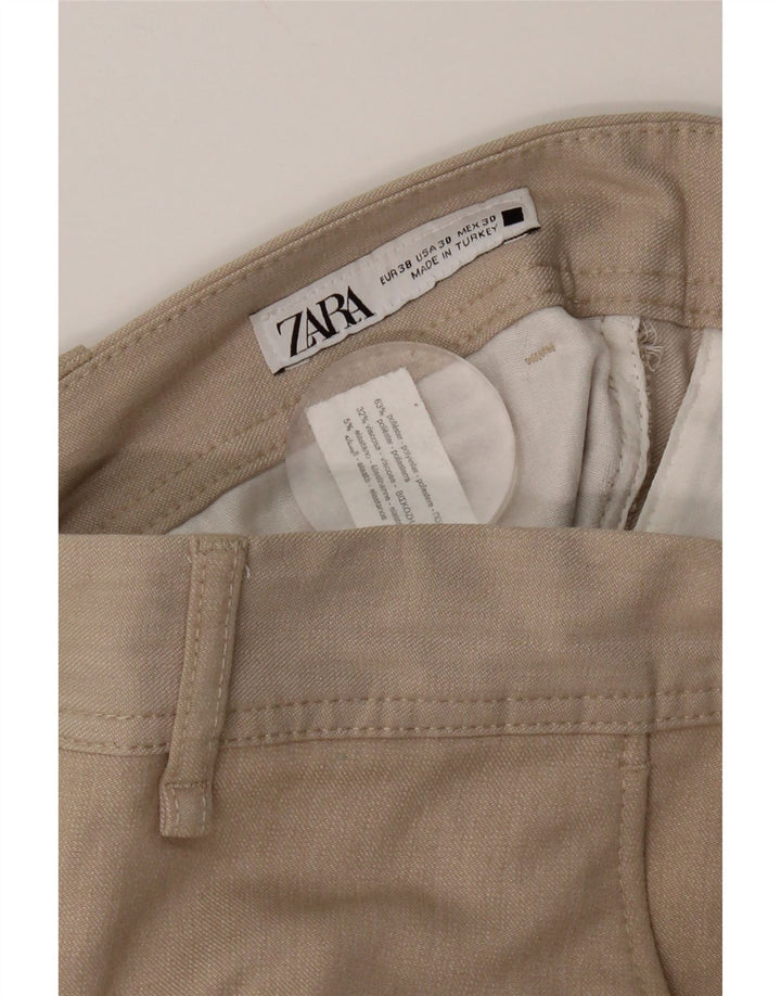 Zara Mens Slim Chino Pantalones EU 38 Small W30 L28 Beige Poliéster