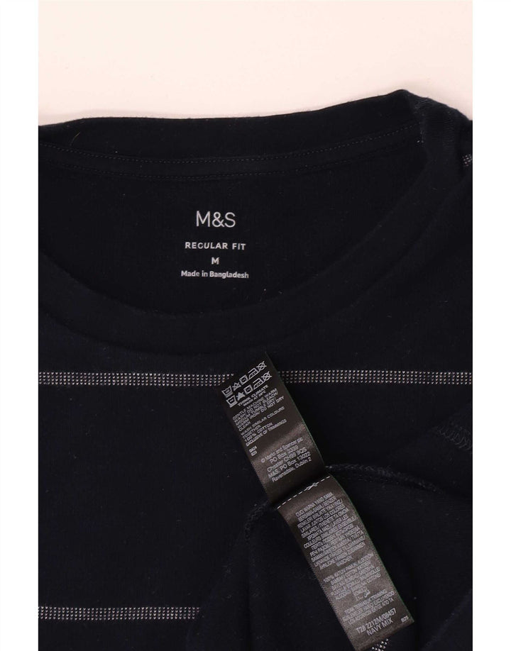 Marks & Spencer - Camiseta de corte regular para hombre, talla mediana, color azul marino a rayas