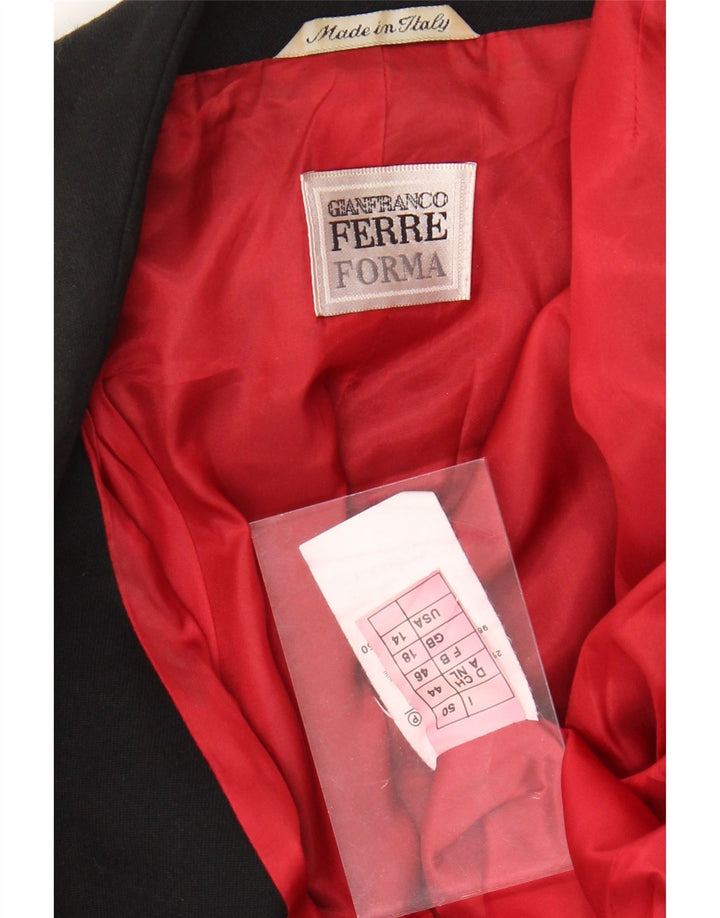 GIANFRANCO FERRE Chaqueta utilitaria para mujer UK 18 XL Lana negra