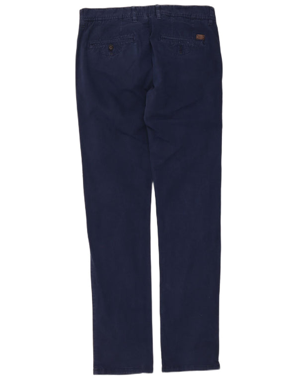 Zara Mens Slim Chino Pantalones EU 42 Large W32 L33 Azul Marino Algodón