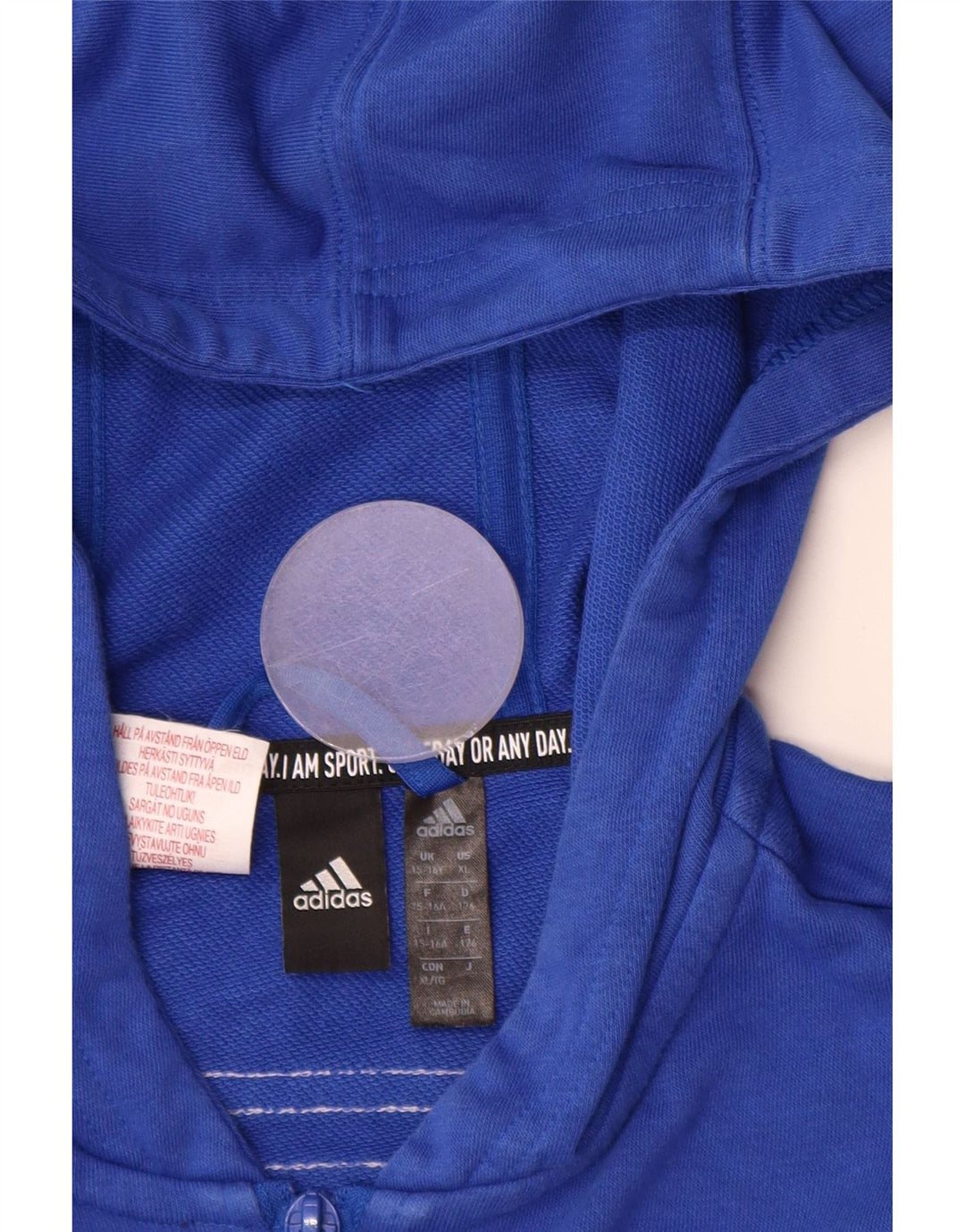 ADIDAS Sudadera con capucha y cremallera para niño 15-16 años Azul Algodón