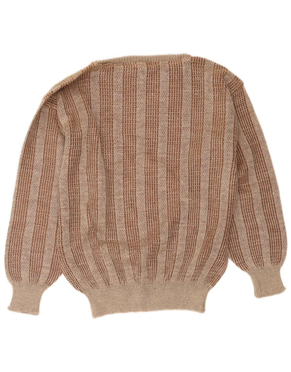 I Maschi Jersey Mujer Cuello Barco IT 48 XL Lino Rayas Marrón