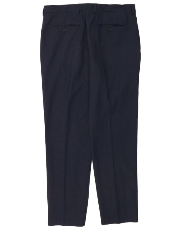 Zara Pantalón chino recto para hombre EU 42 Large W32 L31 Lana azul marino