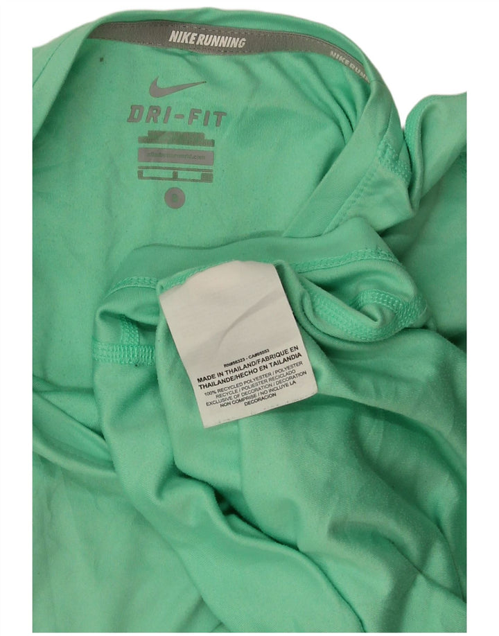 NIKE Mujer Dri Fit Camiseta Top UK 10 Small Verde Poliéster