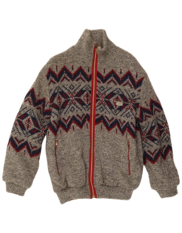 Silvy Mens Knit Reversible Jacket UK 40 Grande Gris Geométrico