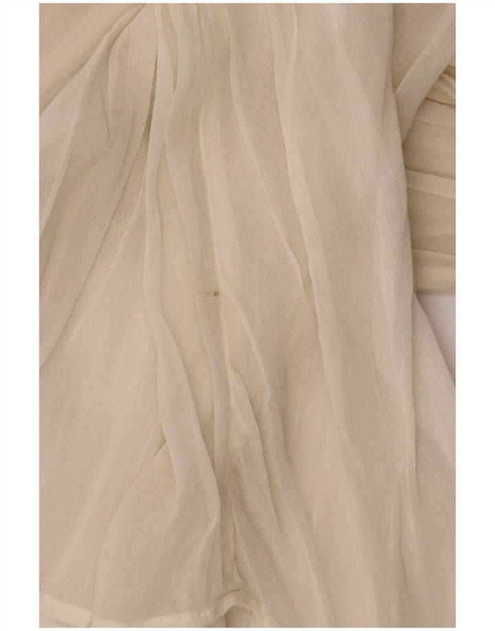 Zara Blusa de manga larga transparente de gran tamaño para mujer UK 10 Small Beige