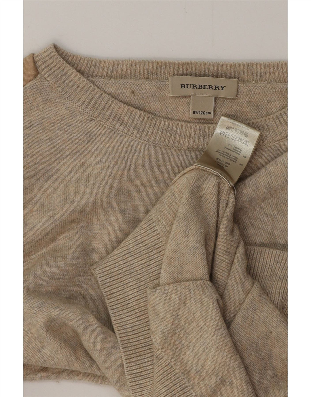 BURBERRY Jersey con cuello barco para niña 7-8 años Algodón beige