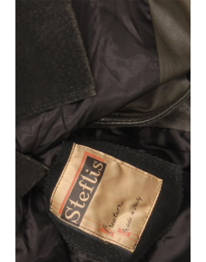 Vintage hombres 3 botones ante Blazer chaqueta Reino Unido 38 medio negro