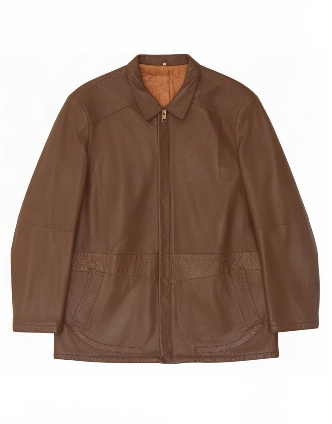 Chaqueta de cuero vintage para hombre IT 56 3XL Marrón
