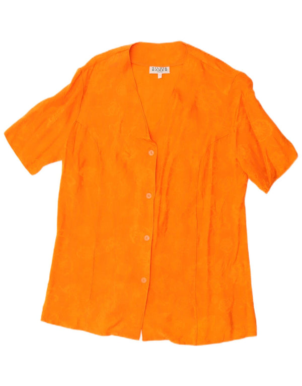 Silvia Bauer Blusa de manga corta para mujer UK 46 Large Naranja Floral