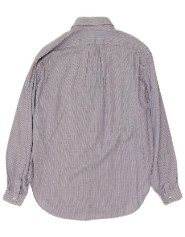 Vintage camisa de mujer Reino Unido 14 algodón azul medio a rayas