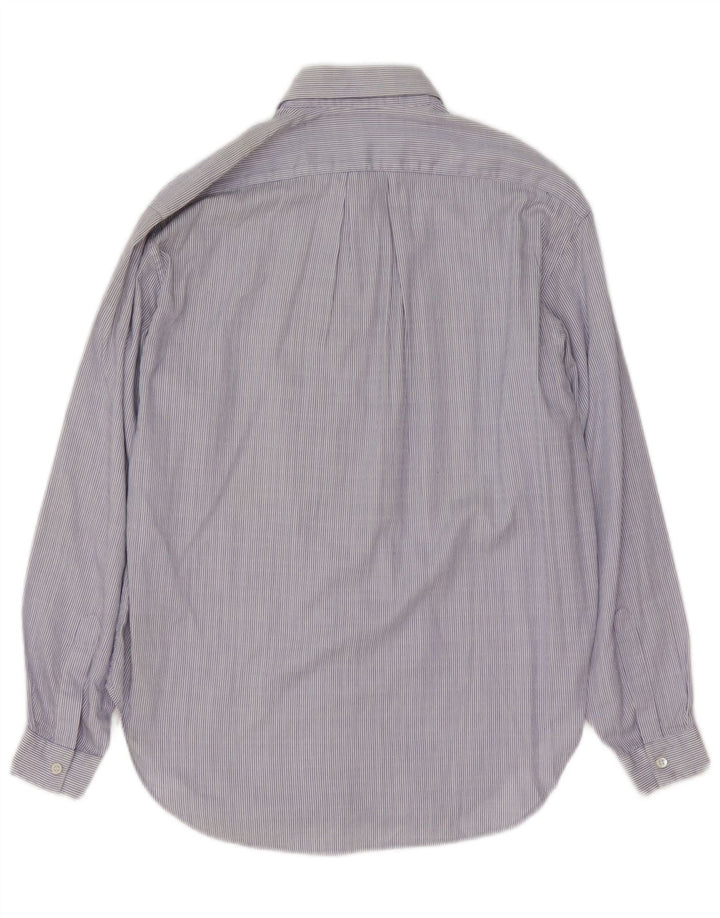 Vintage camisa de mujer Reino Unido 14 algodón azul medio a rayas