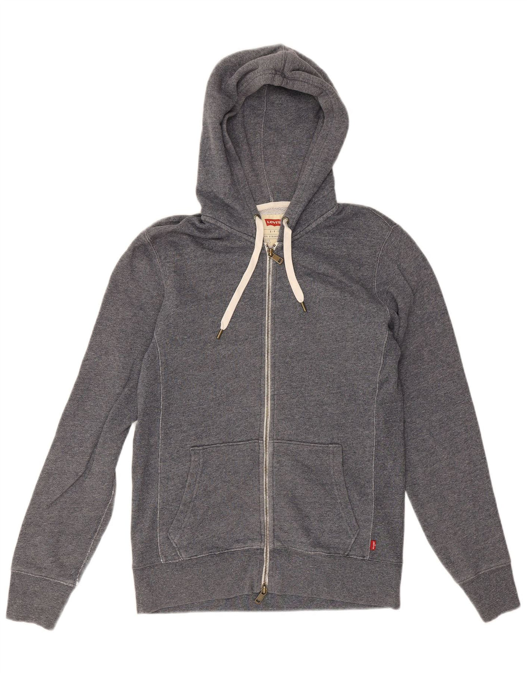 Levi's Sudadera con capucha y cremallera para hombre, talla pequeña, algodón gris