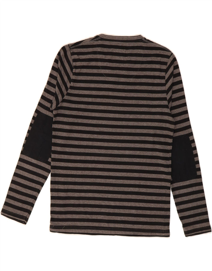 JACK & JONES Mens Top Long Sleeve Large Grey Striped Cotton Vintage Jack & Jones and Second-Hand Jack & Jones from Messina Hembry 