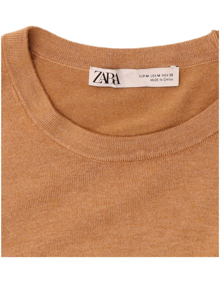 Zara - Jersey con cuello barco para mujer, talla 40, color beige medio