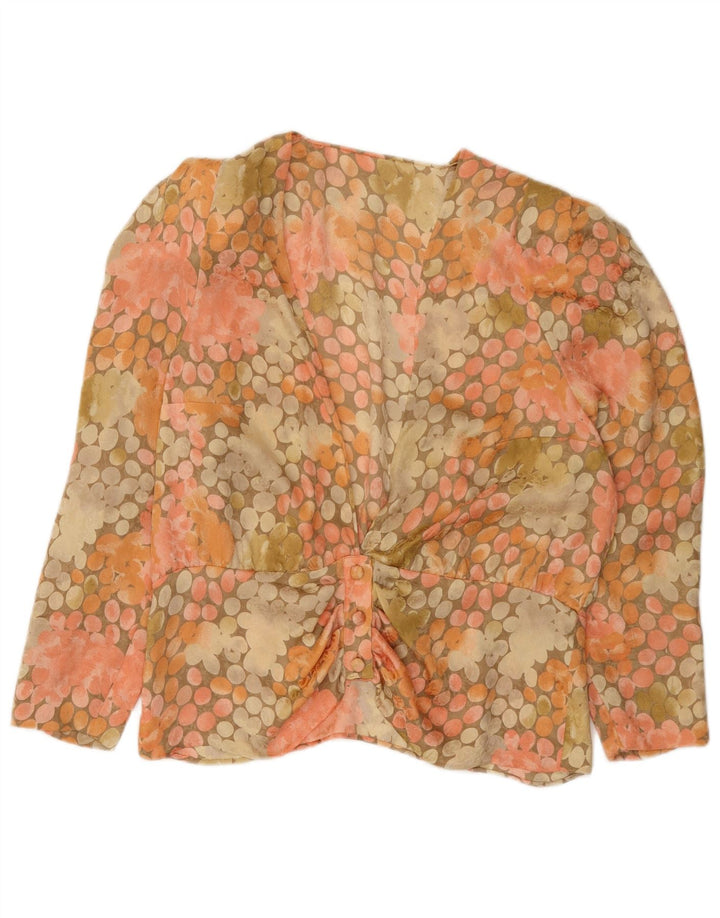 Vintage mujer camisa blusa Reino Unido 16 grande multicolor manchado