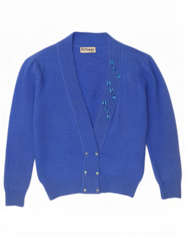 St. Georges - Cárdigan extragrande para mujer, talla 4, color azul pequeño