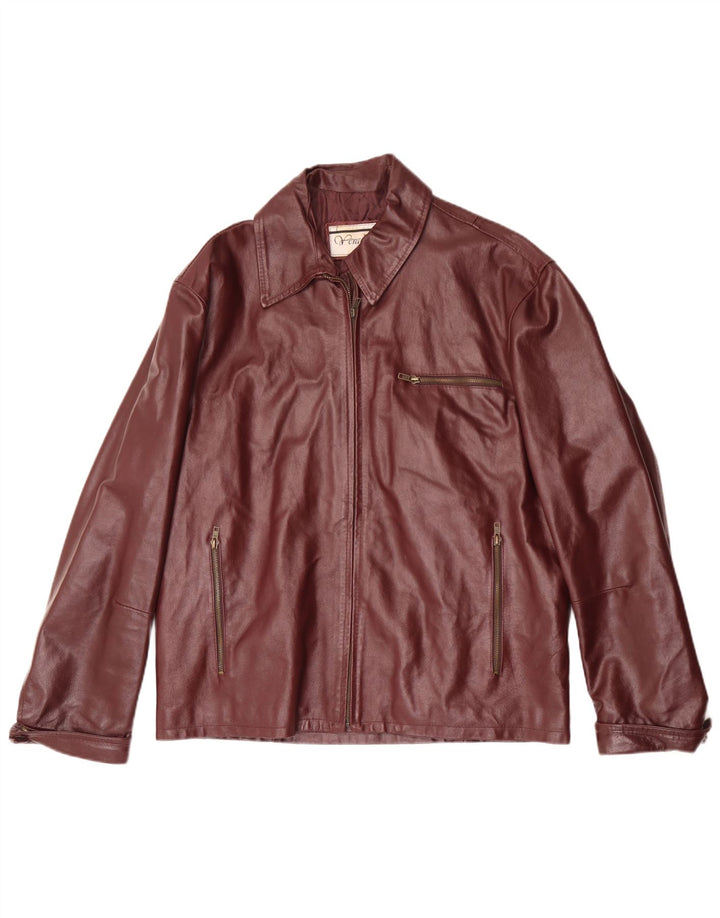 Vintage hombres chaqueta de cuero Reino Unido 40 grande borgoña