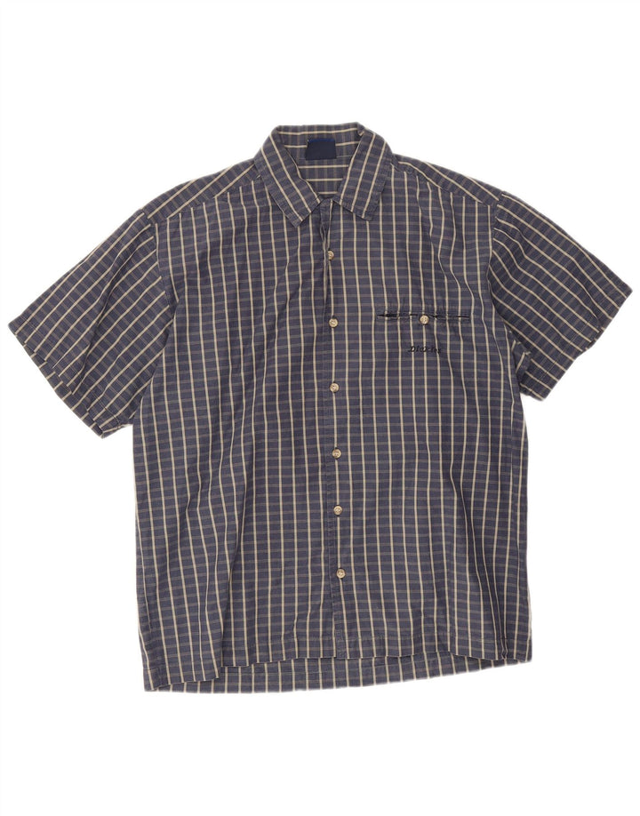 Camisa Dickies Hombre Manga Corta Algodón A Cuadros Azul Marino Mediano
