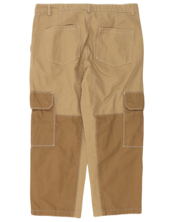 Jules Mens Crop Straight Cargo Pants W40 L24 Algodón Color Block Beige