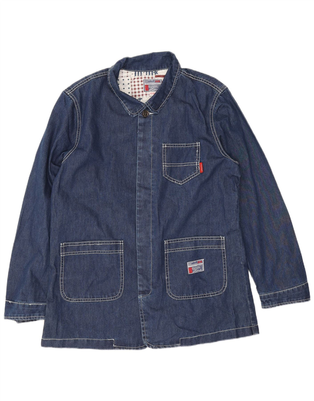 Vintage hombres chaqueta de mezclilla Reino Unido 44 2XL azul