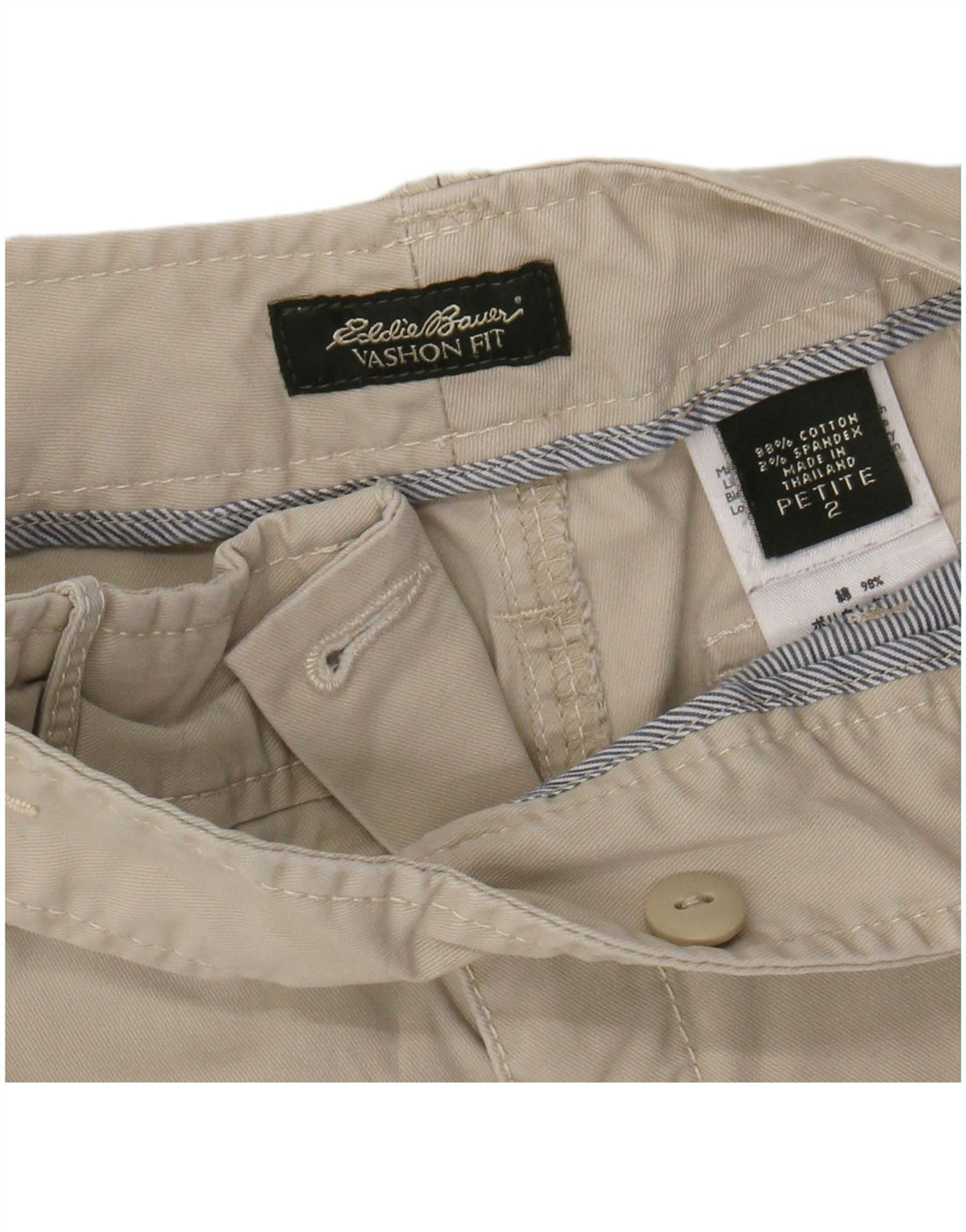 EDDIE BAUER Pantalones cortos chinos Vashon Fit para mujer US 2 XS W28 Algodón beige