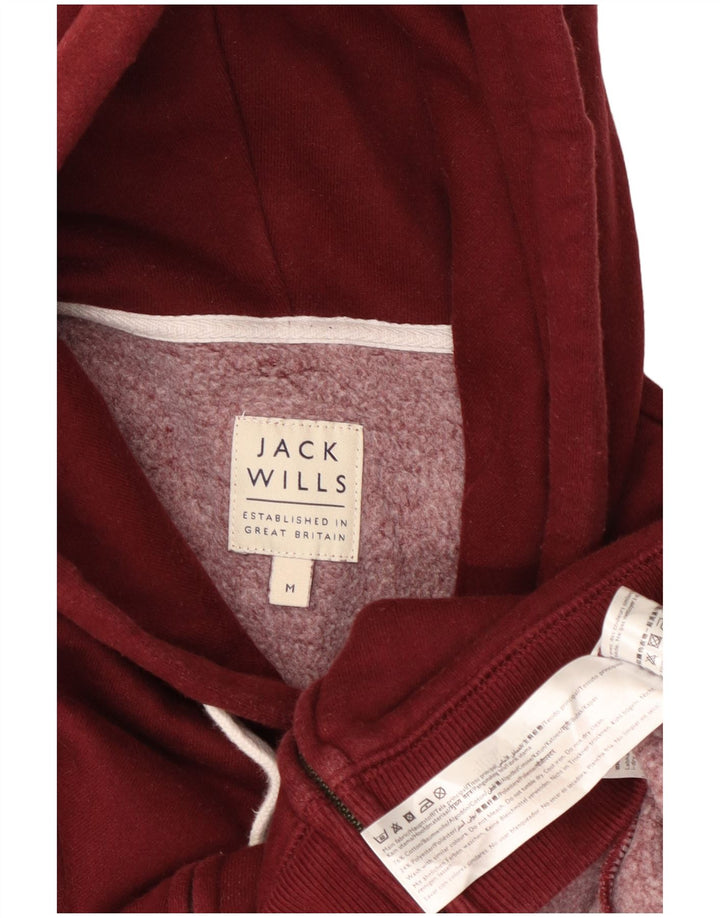 JACK WILLS Suéter con capucha y cremallera para hombre Algodón granate mediano