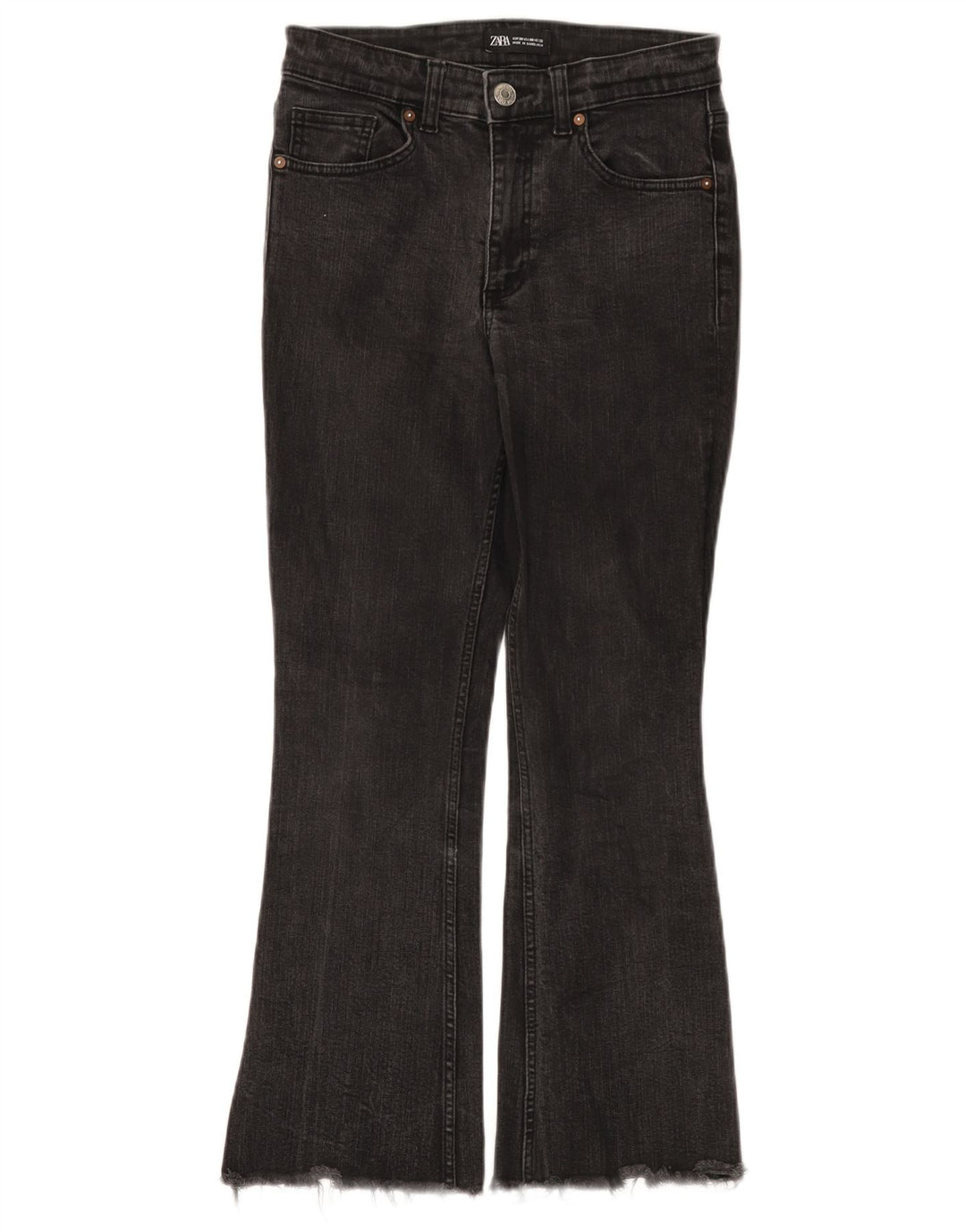 ZARA Vaqueros Acampanados Mujer EU 38 Small W28 L25 Algodón Negro