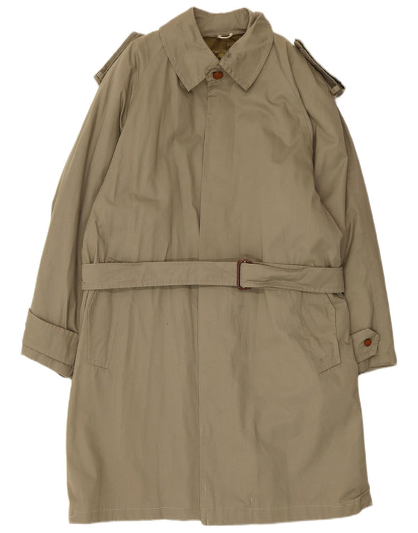 Vintage hombres gabardina Reino Unido 36 pequeño algodón caqui