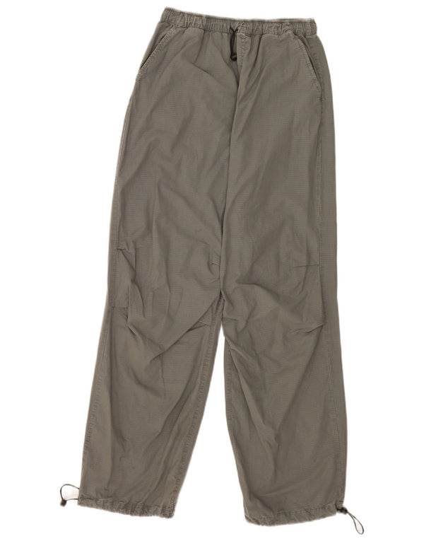 Zara Mujer Pantalones Casuales De Pierna Ancha EU 34 2XS W24 L30 Algodón A Cuadros Gris