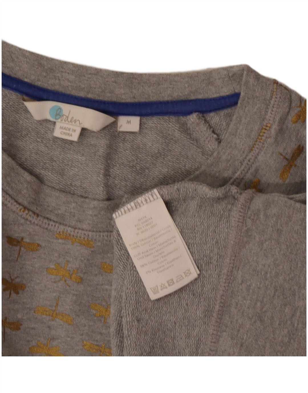Boden - Sudadera con estampado abstracto para mujer, talla 44, algodón gris medio