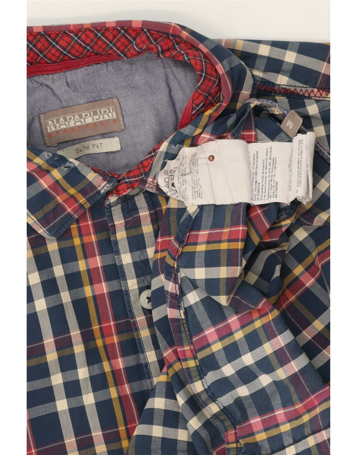 Napapijri Camisa Geographic Slim Fit De Algodón A Cuadros Azul Medio