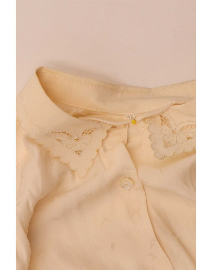 Vintage mujer camisa blusa IT 46 grande de seda blanca
