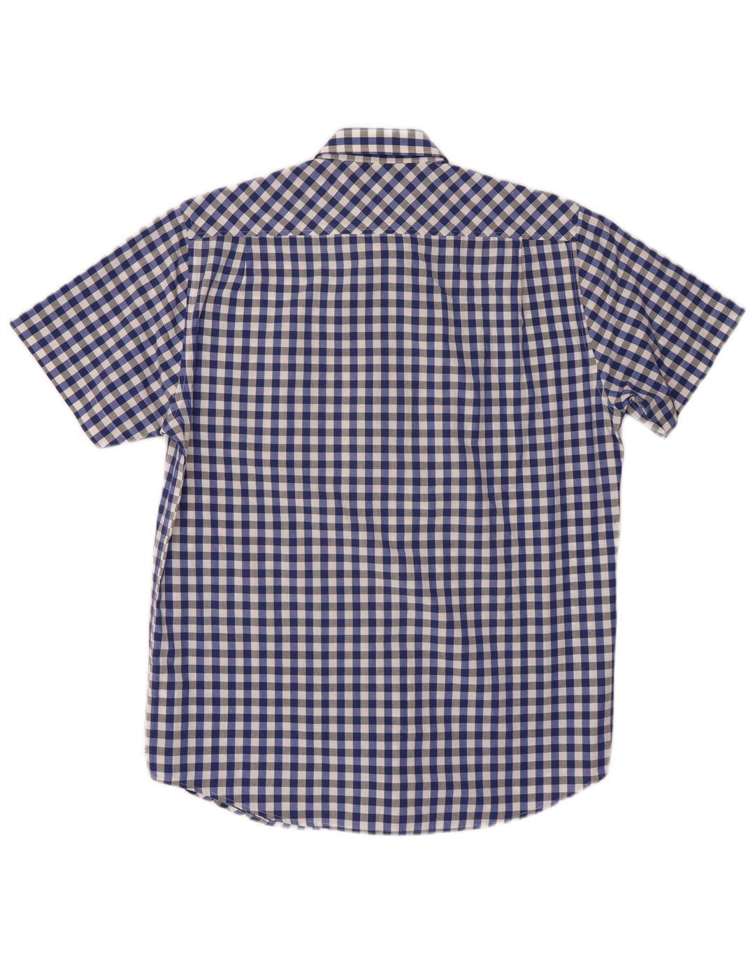 Camisa Pierre Cardin Hombre Manga Corta Algodón Vichy Azul Medio