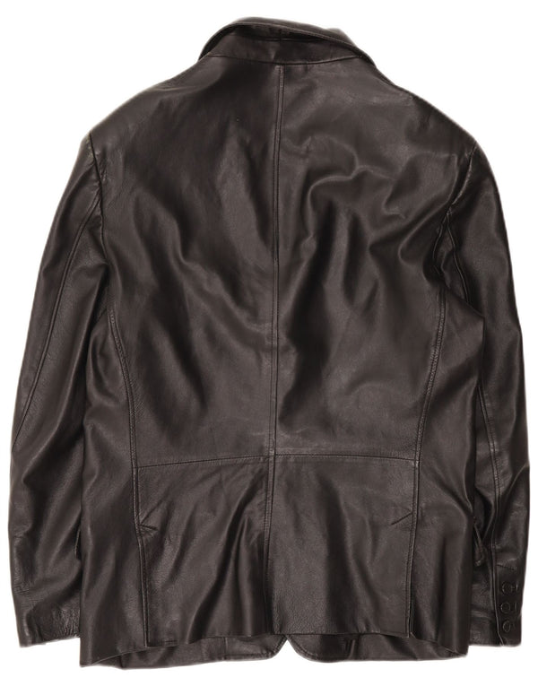 Vintage hombres 3 botones cuero Blazer chaqueta IT 50 cuero negro grande