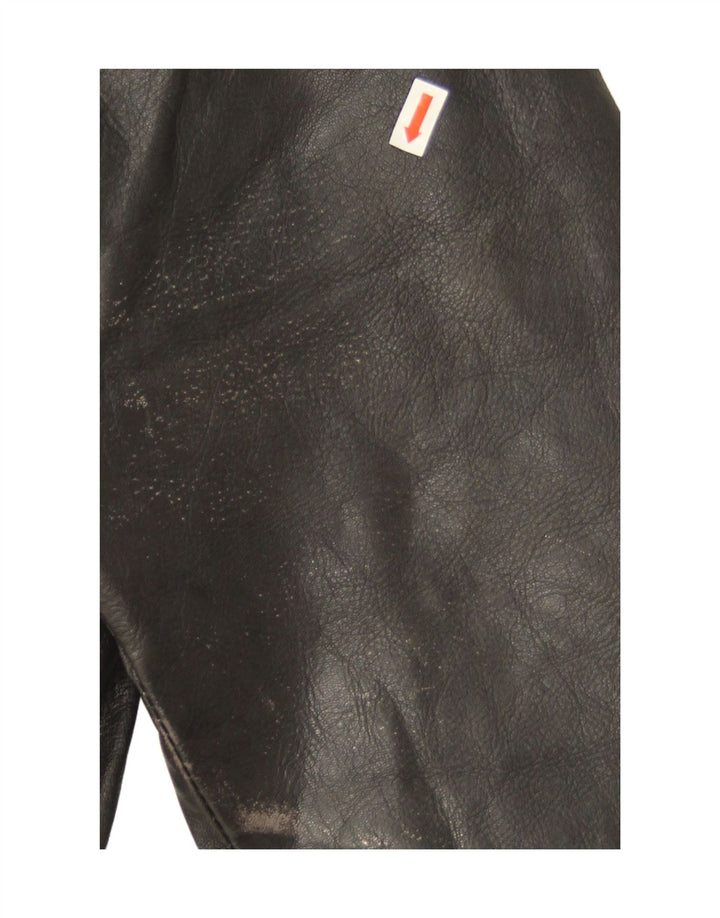 Vintage mujer suelta ajuste cuero biker chaqueta IT 44 medio negro