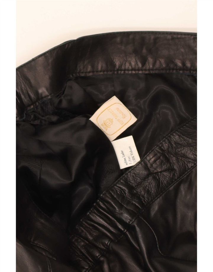 Falda de cuero vintage para mujer W32 cuero negro grande