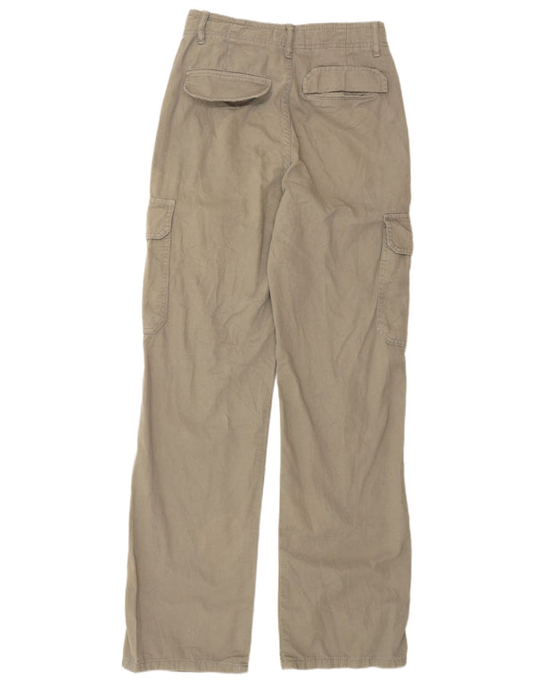 Zara Mujer Pantalón Cargo Recto EU 32 2XS W22 L30 Algodón Caqui