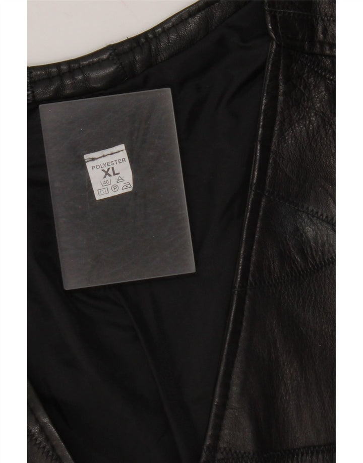 VINTAGE Chaleco de cuero para hombre XL Negro