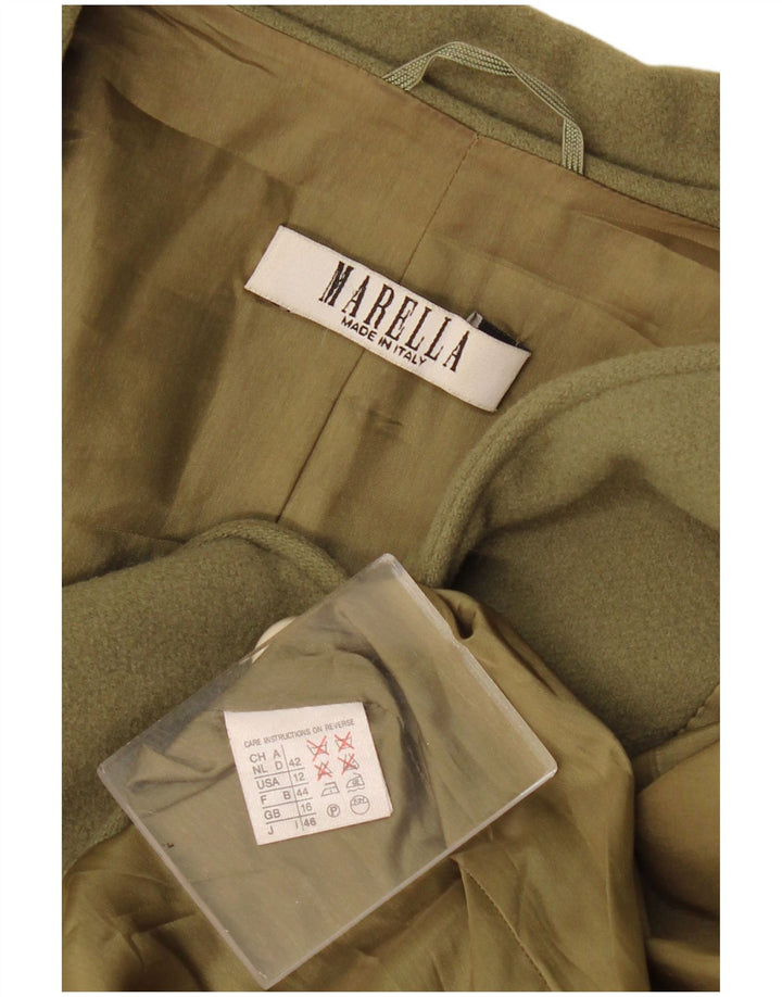 Marella Chaqueta tipo blazer de 1 botón para mujer UK 46 Large Khaki Cashmere