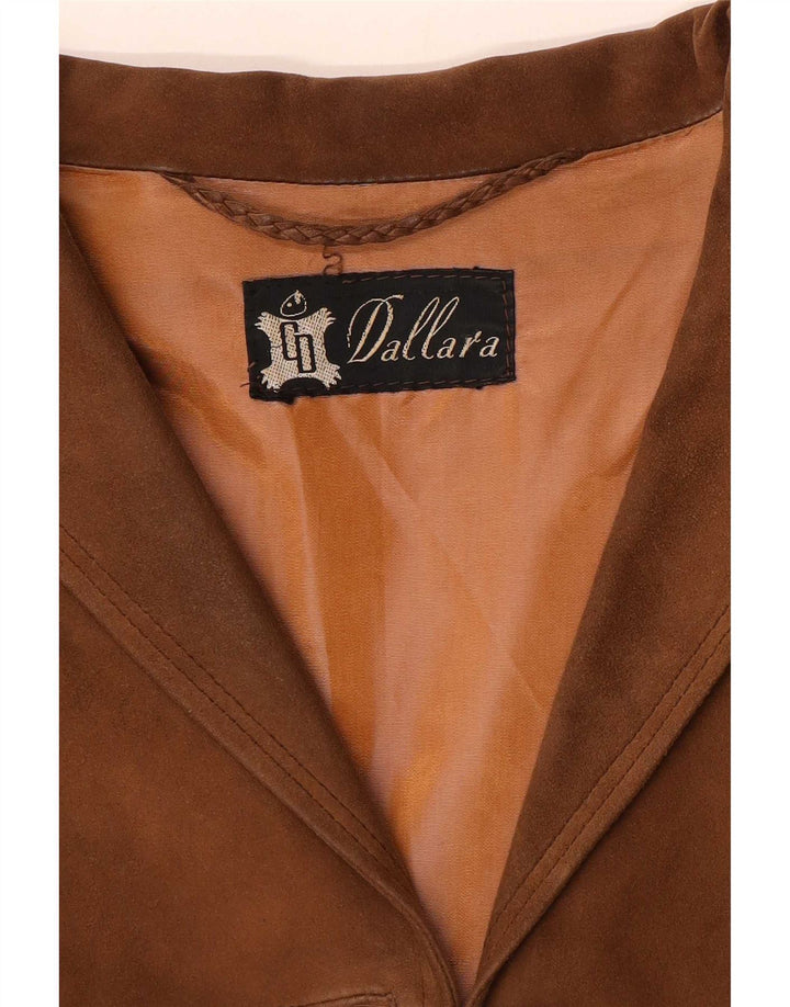 Dallara Chaqueta Blazer de Ante con 3 Botones para Mujer UK 44 Marrón Medio