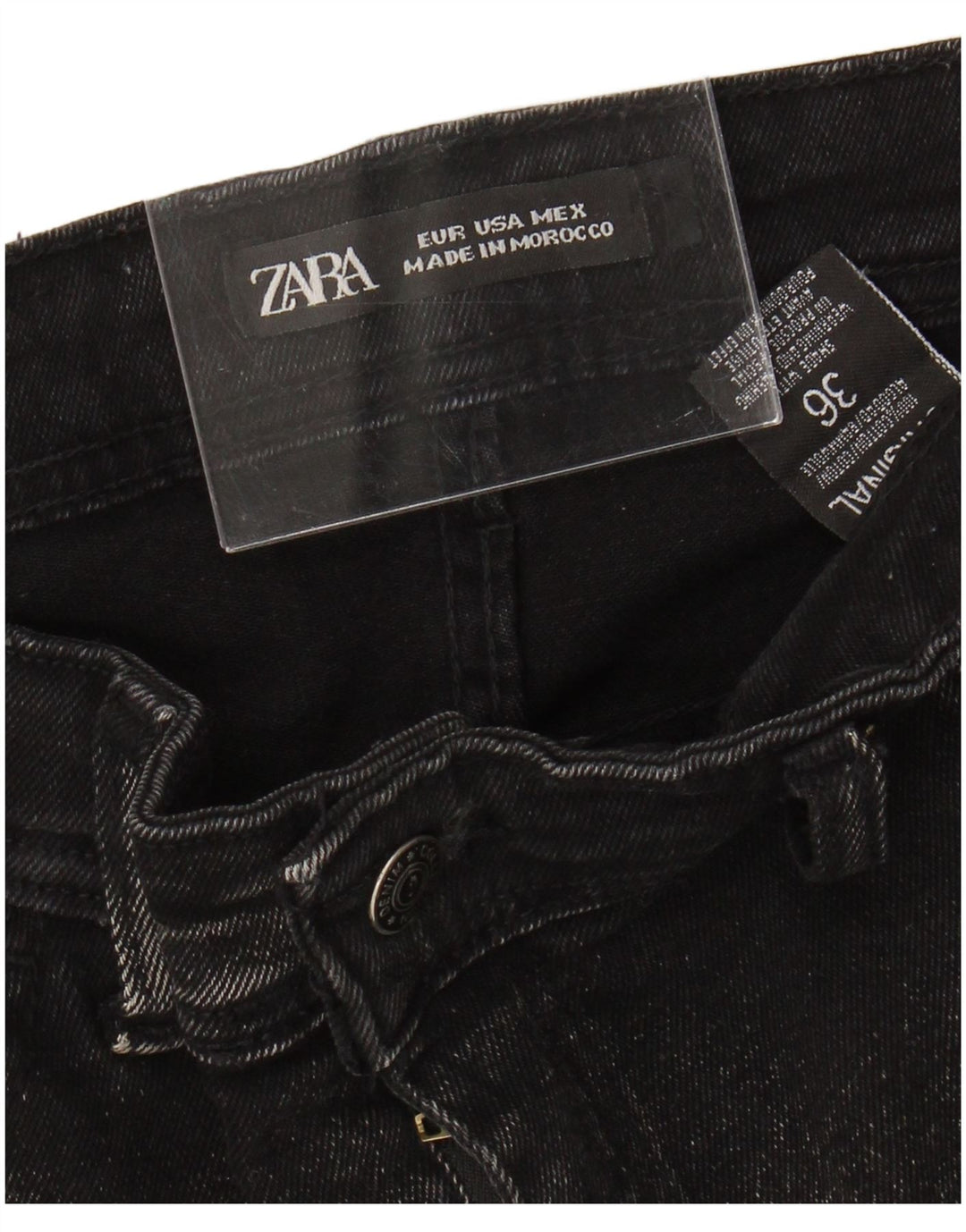 Zara Jeans Ajustados Desgastados Para Hombre W36 L25 Algodón Negro