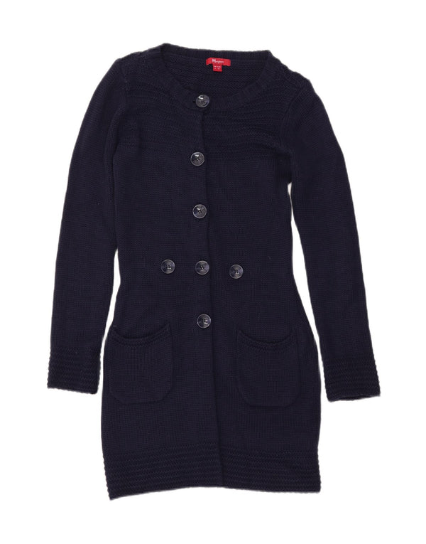 MONSOON Suéter tipo cárdigan largo para mujer UK 8 Small Azul marino Acrílico