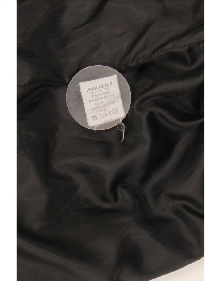 Chaqueta de cuero vintage para hombre IT 52 XL cuero negro