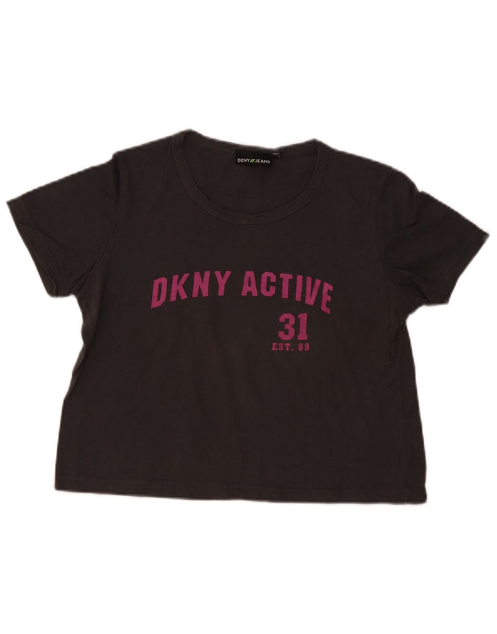 Dkny Camiseta corta con gráfico para mujer UK 44 Gris medio